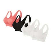 Mrat Bras for Women No Wire 4-Pack Women's Seamless Wireless Cool with Removable Pads Comfort Sports Bra Cotton Bras for Lady Wirefree S-99 Multicolor 4XL